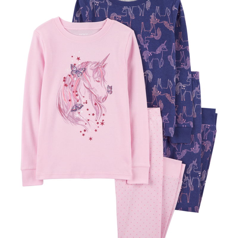 Kid 4 Piece Unicorn 100 Snug Fit Cotton Pyjamas