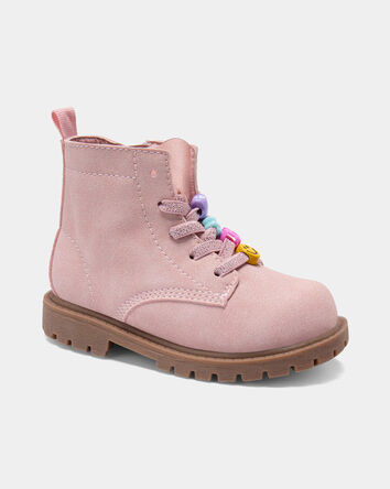 Toddler Girl Lace Charms Boots - Pink, 