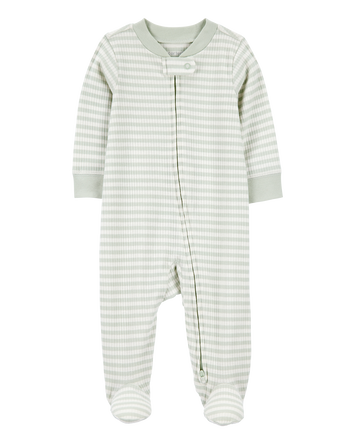 Baby Striped 2-Way Zip Ribbed Sleeper pyjamas, 