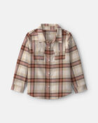 Toddler Boy Plaid Long-Sleeve Button-Down Shirt - Brown/Cream, image 1 of 4 slides