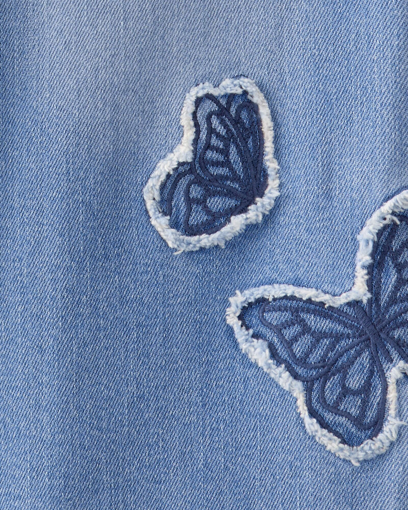 Kid Baggy Butterfly Embroidered Jeans - Ozone Wash, image 4 of 5 slides