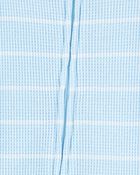 Toddler Boy Striped Waffle Knit Footie 1-Piece Pyjamas - Blue, image 2 of 4 slides