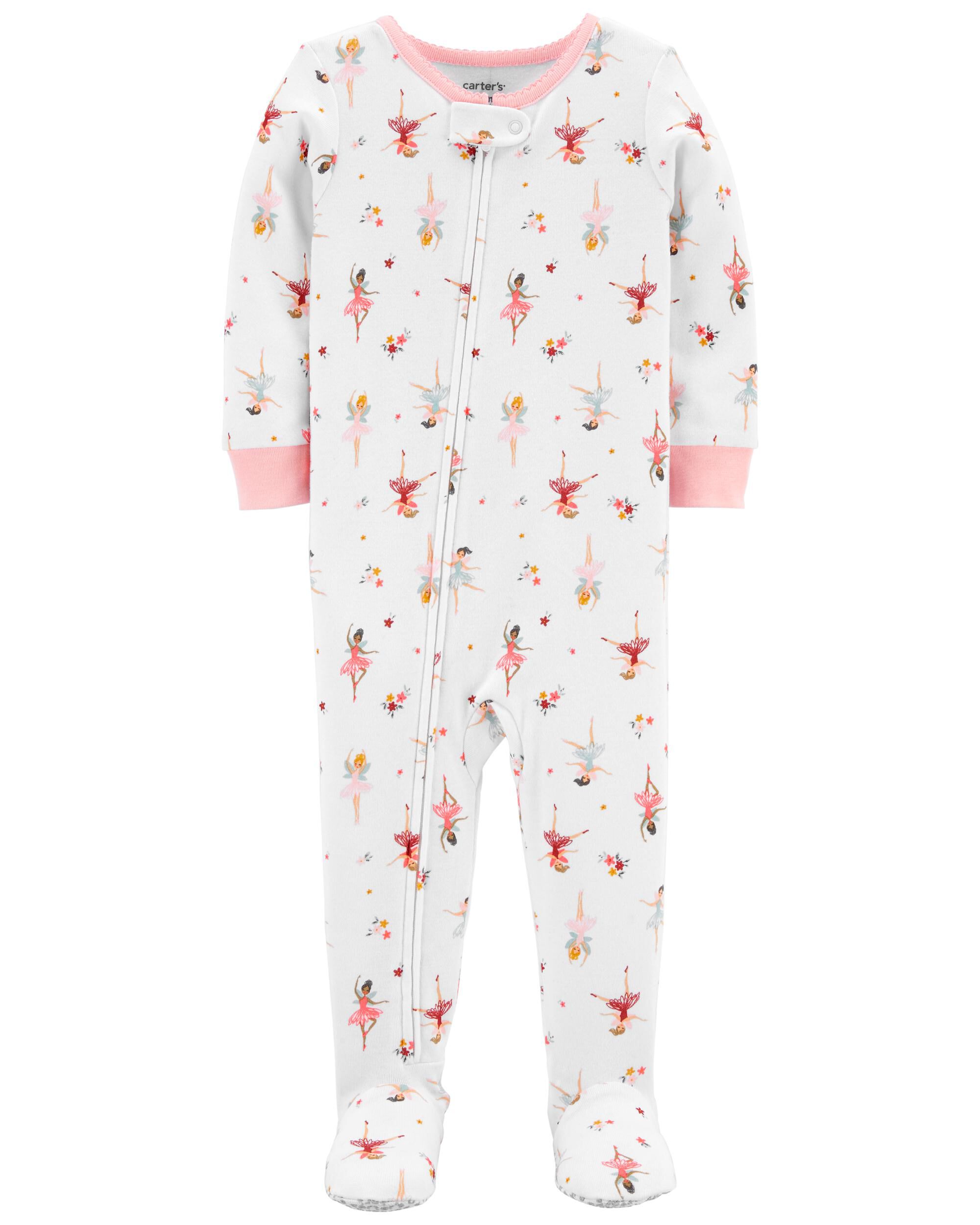 White 1 Piece Ballerina 100 Snug Fit Cotton Footie PJs Carter s