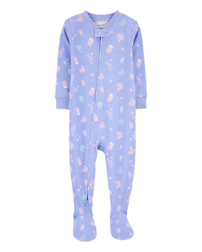 Baby 1-Piece Jellyfish 100% Snug Fit Cotton Footie Pyjamas, image 1 of 3 slides