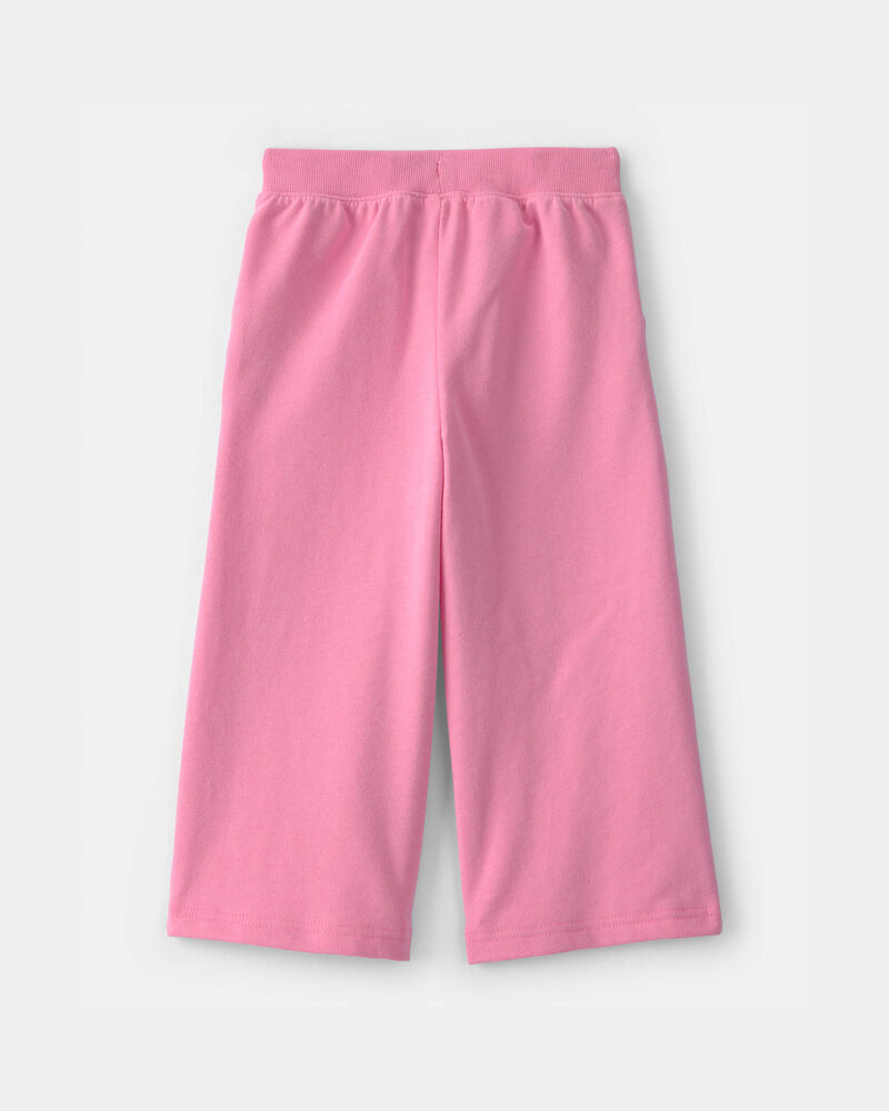 Toddler Girl French Terry Wide-Leg Pants - Pink, image 3 of 5 slides