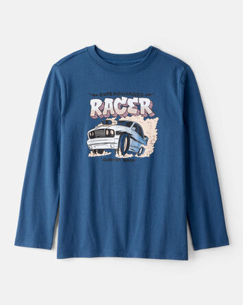 Boys Race Car Long-Sleeve Graphic Tee - Blue, 