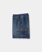 Baby Boy Denim Drawstring Cargo Shorts - Dark Wash, image 3 of 5 slides