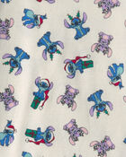 Kids 2-Piece Stitch Christmas 100% Cotton Snug Fit Pyjama Set - Ivory, image 2 of 3 slides