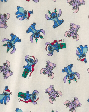 Kids 2-Piece Stitch Christmas 100% Cotton Snug Fit Pyjama Set - Ivory, 