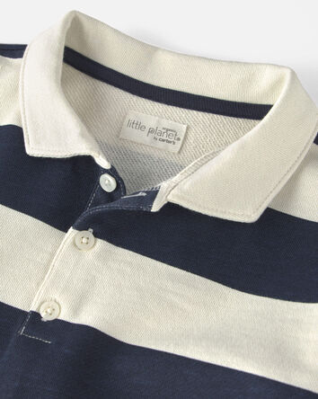 Gar&ccedil;ons - Polo &agrave; rayures rugby en jersey bouclette de coton biologique, 