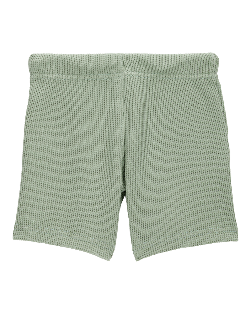 Toddler Waffle Knit Drawstring Shorts - Green, image 4 of 7 slides