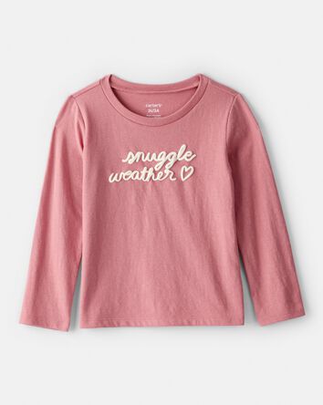 Tout-petit fille - T-shirt &agrave; manches longues imprim&eacute; Snuggle Weather - Rose, 