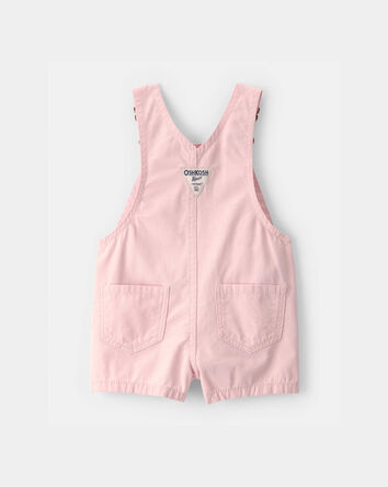 Baby Girl Heart Pocket Canvas Shortall - Pink, 