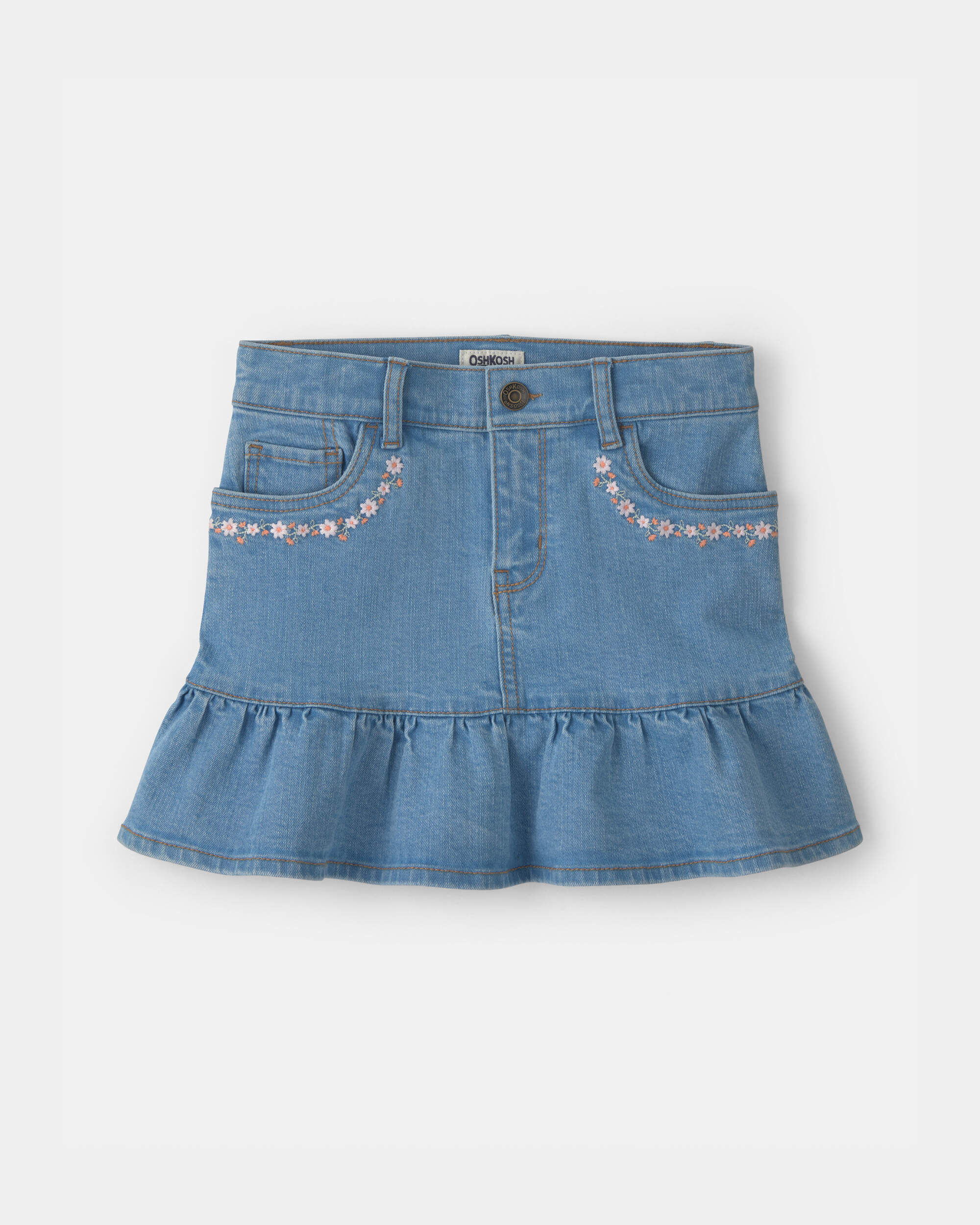 Girls Pleated Denim Skirt - Light Wash | Carter's Oshkosh Canada