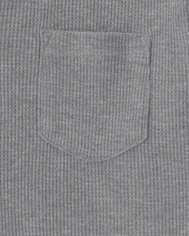 Gar&ccedil;ons - T-shirt henley &agrave; manches longues en tricot gaufr&eacute; &ndash; Gris, image 2 sur 2 diapositives