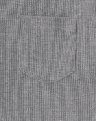 Gar&ccedil;ons - T-shirt henley &agrave; manches longues en tricot gaufr&eacute; &ndash; Gris, image 2 sur 2 diapositives