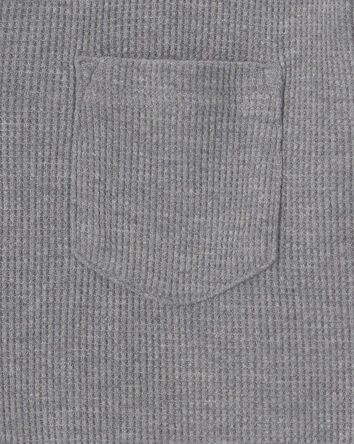Gar&ccedil;ons - T-shirt henley &agrave; manches longues en tricot gaufr&eacute; &ndash; Gris, 