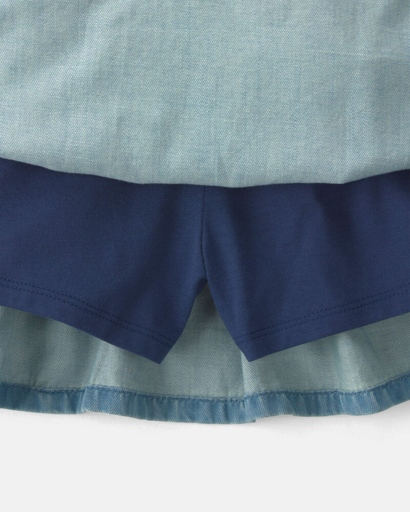 Girls Chambray Denim Skort - Indigo, image 2 of 4 slides