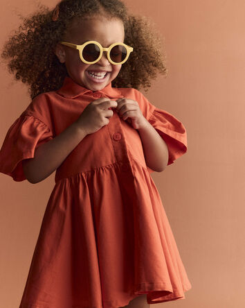 Tout-petit fille - Robe &agrave; col volant&eacute; - Orange, 
