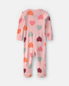 Baby Girl 1-Piece Heart 2-Way Zip 100% Cotton Snug Fit Pyjama - Pink, image 2 of 5 slides
