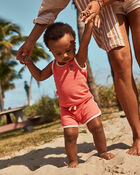Baby Boy 3-Piece Palm Tree Top & Short Set - Orange, image 3 of 6 slides