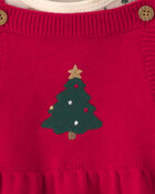 Baby Girl 3-Piece Christmas Tree Long-Sleeve Sweater Dress Set - Red/Cream, image 4 of 6 slides