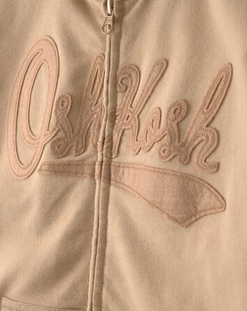 Kid OshKosh Logo Zip-Up Hoodie - Beige, 