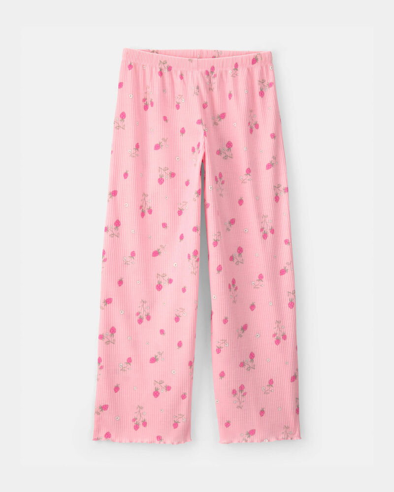 Girls Strawberry Rib Loose Fit 2-Piece Pyjama Set - Pink, image 3 of 5 slides