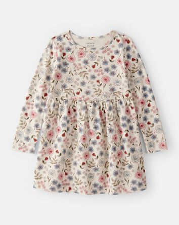 Toddler Girl Floral Long-Sleeve Knit Dress - Cream, 