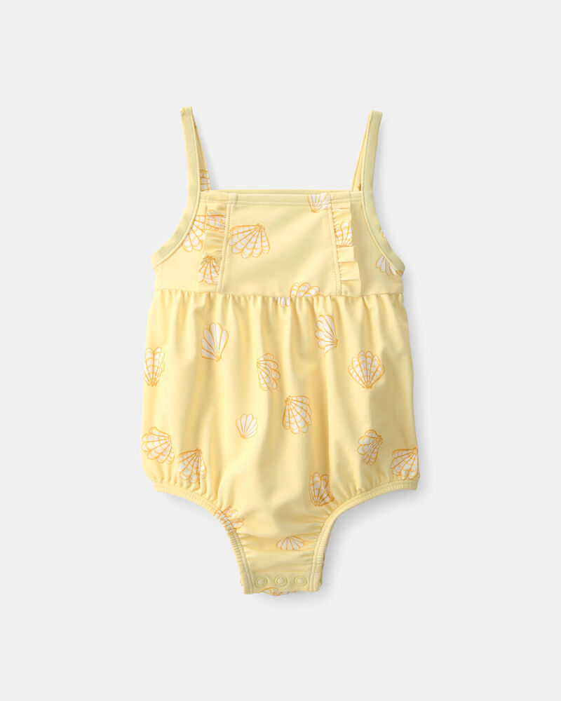 Baby Girl 1-Piece Shell Swimsuit - Yellow, image 1 of 5 slides