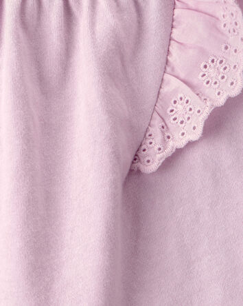 Baby Girl Eyelet-Sleeve Top - Purple, 