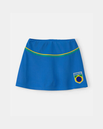 Girls Umbro Brazil Active Skort - Blue/Yellow/Green, 