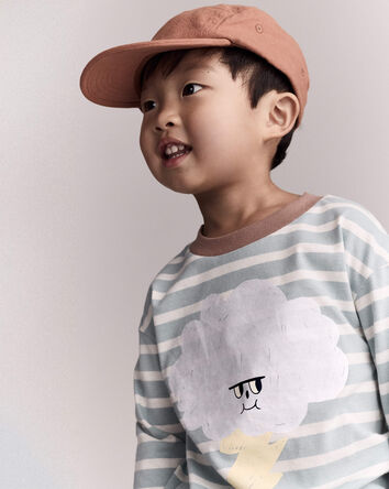 Toddler Striped Storm Long-Sleeve Relaxed Graphic Tee - Teal, 