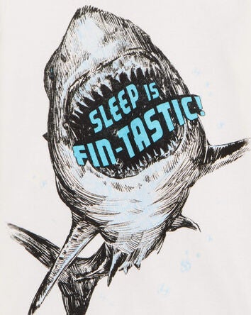 Kid Shark Print Snug Fit 4-Piece Pyjamas, 