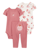 Baby 3-Piece Apple Print Little Character Set, image 1 of 5 slides