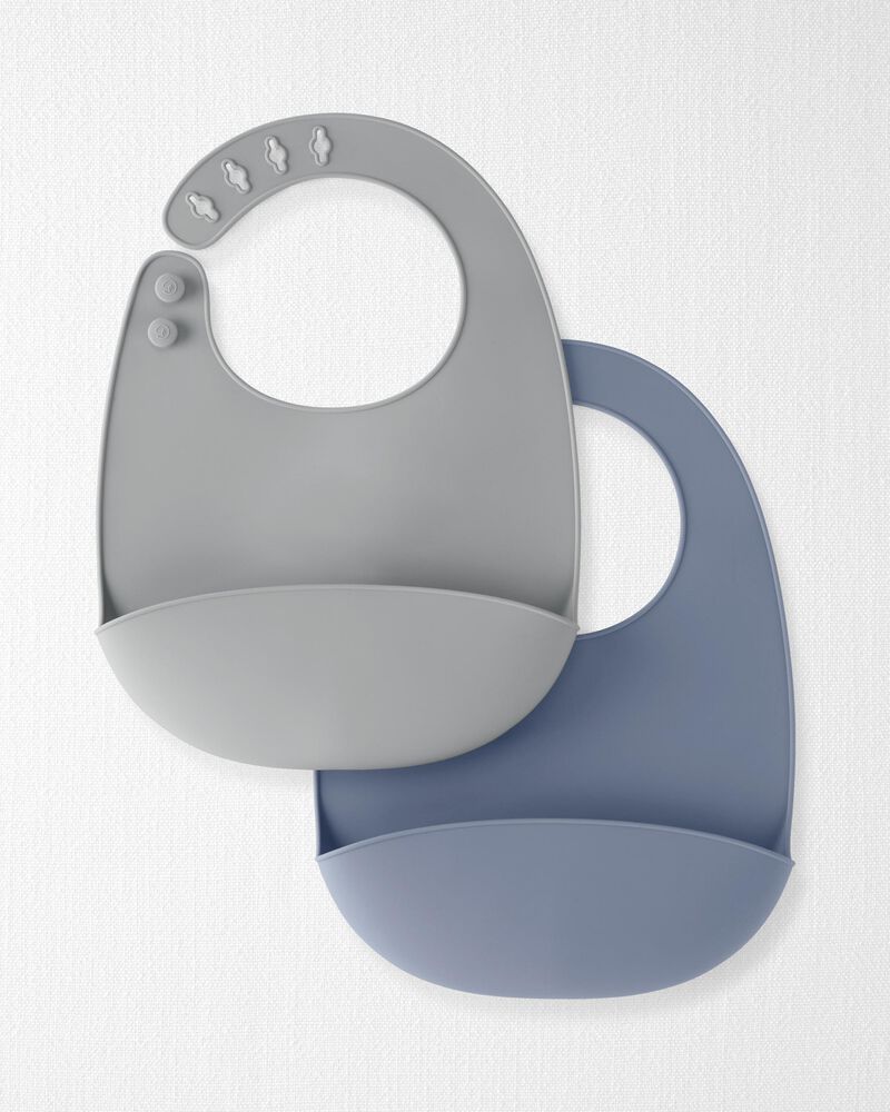 Baby 2-Pack Silicone Bibs, image 1 of 4 slides