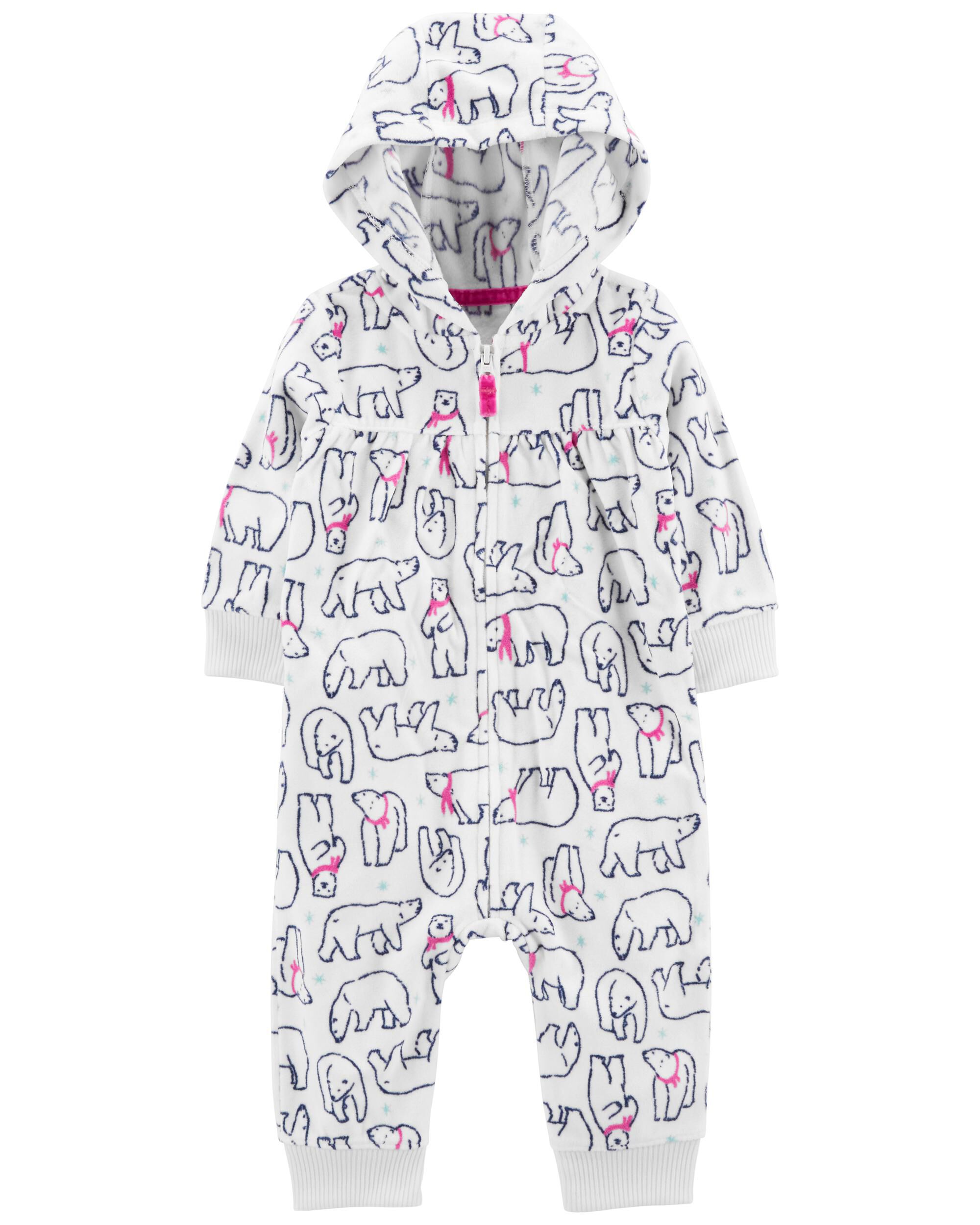 Ivory Polar Bear Zip Up Fleece Jumpsuit Carter s Oshkosh Canada