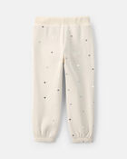Toddler Girl Polka Dot Fleece Joggers - Cream, image 2 of 4 slides