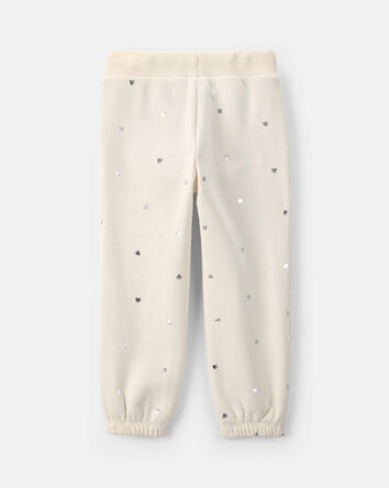 Toddler Girl Polka Dot Fleece Joggers - Cream, 