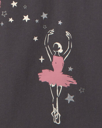 Filles - T-shirt manches longues &agrave; imprim&eacute; ballerine &ndash; Noir, 