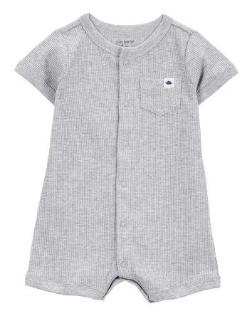 Baby Thermal Short-Sleeve Romper - Gray, 