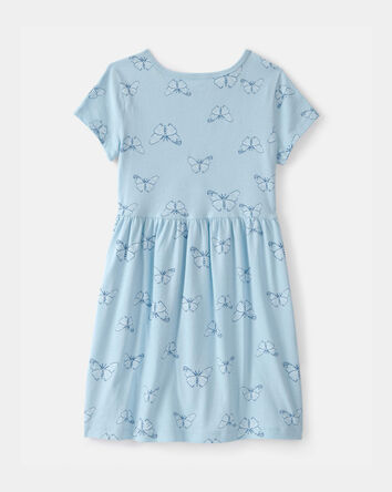 Filles - Robe &agrave; manches courtes, papillons - Bleu, 