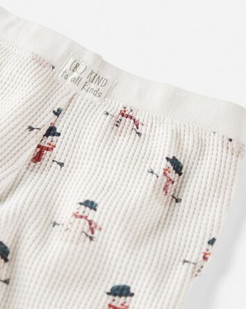 Baby Waffle Knit Set Made with Organic Cotton in Snowman Print
, 