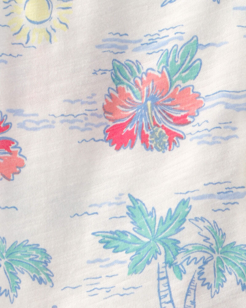 Tout-petit gar&ccedil;on - Chemise boutonn&eacute;e &agrave; manches courtes, fleurs tropicales - Ivoire, image 2 sur 2 diapositives