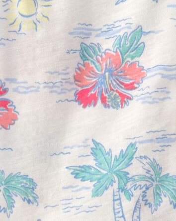 Tout-petit gar&ccedil;on - Chemise boutonn&eacute;e &agrave; manches courtes, fleurs tropicales - Ivoire, 