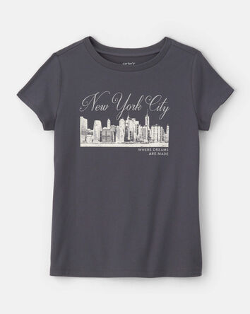 Girls 'New York City' Graphic Tee - Dark Grey, 