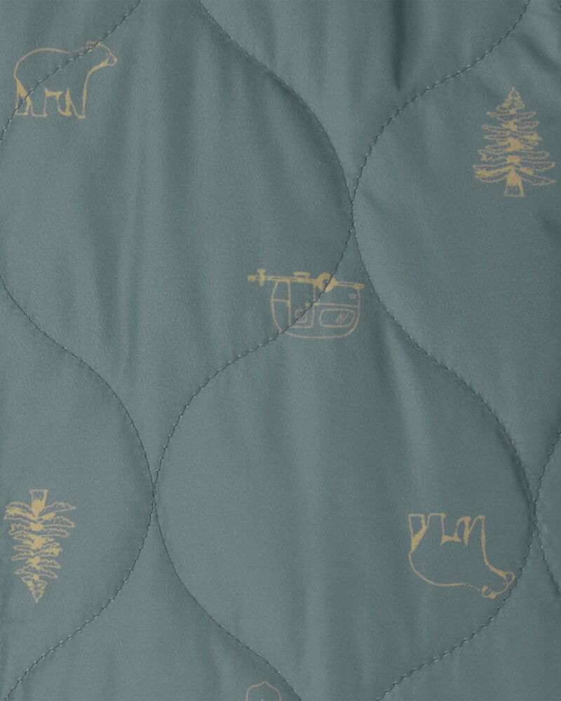 Toddler Boy Quilted Bomber Jacket - Green, image 3 of 3 slides