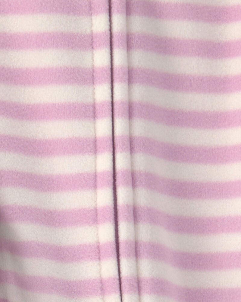 Baby Girl 2-Pack Birds Striped Fleece 2-Way Zip Sleepers - Pink, image 4 of 6 slides