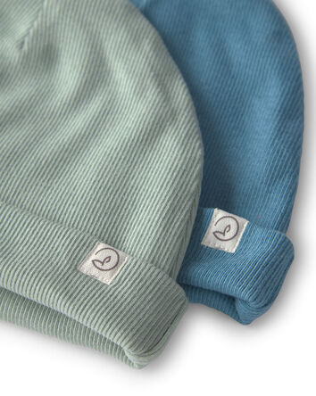 Baby 2-Pack Organic Cotton Rib Caps, 