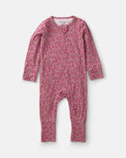 Baby Girl Floral PurelySoft&trade; 2-Way Zip Sleep & Play Pyjamas - Pink, image 2 of 9 slides